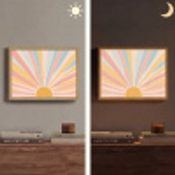 Illustratie - Zon - Pastelkleuren Light Box met batterij (Wandlamp) middel -sfeer3