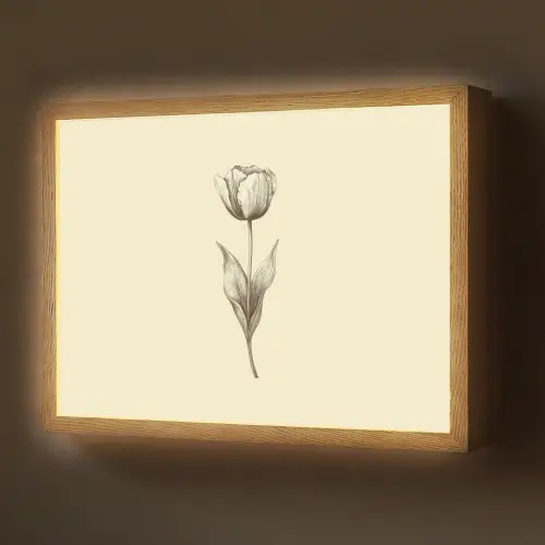 Illustratie - Tulp - Zwart Light Box met batterij (Wandlamp) middel -z3d_website