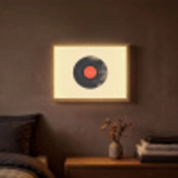 Illustratie - Vinylplaat - Beige - Vintage Light Box met batterij (Wandlamp) middel -sfeer4