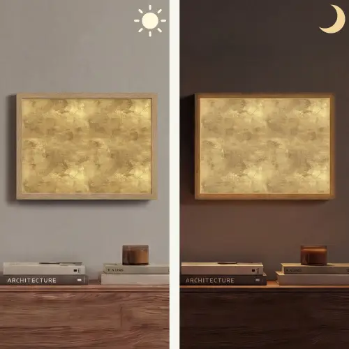 Industrieel - Textuur - Goud Light Box met batterij (Wandlamp) middel 907 -sfeer3