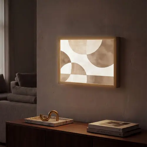 Snijdende cirkels - Overlappende vlakken Light Box met batterij (Wandlamp) middel -sfeer1