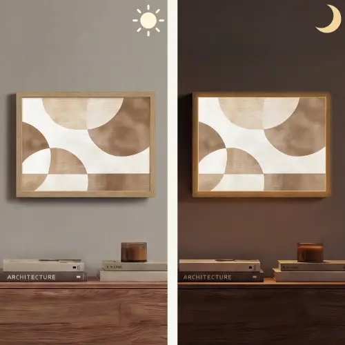 Snijdende cirkels - Overlappende vlakken Light Box met batterij (Wandlamp) middel -sfeer3