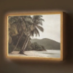Eiland - Palmboom - Zee Light Box met batterij (Wandlamp) middel -z3d_website
