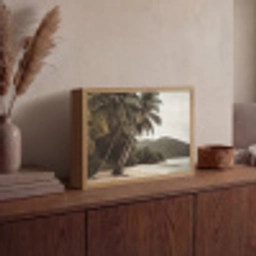 Eiland - Palmboom - Zee Light Box met batterij (Wandlamp) middel -sfeer2