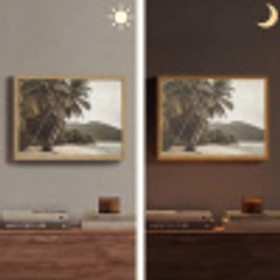 Eiland - Palmboom - Zee Light Box met batterij (Wandlamp) middel -sfeer3