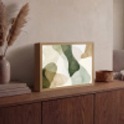 Japandi - Abstract - Groen Light Box met batterij (Wandlamp) middel -sfeer2
