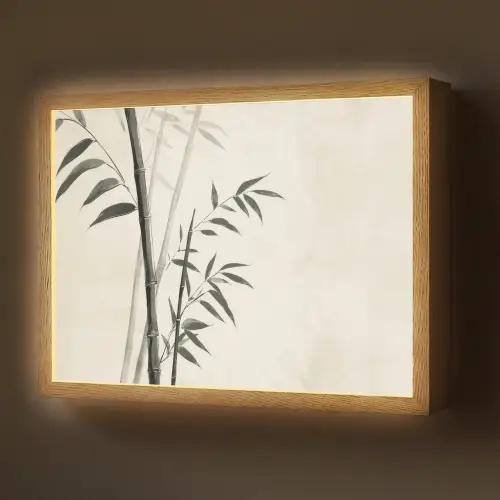 Japandi - Bamboe - Beige Light Box met batterij (Wandlamp) middel -z3d_website