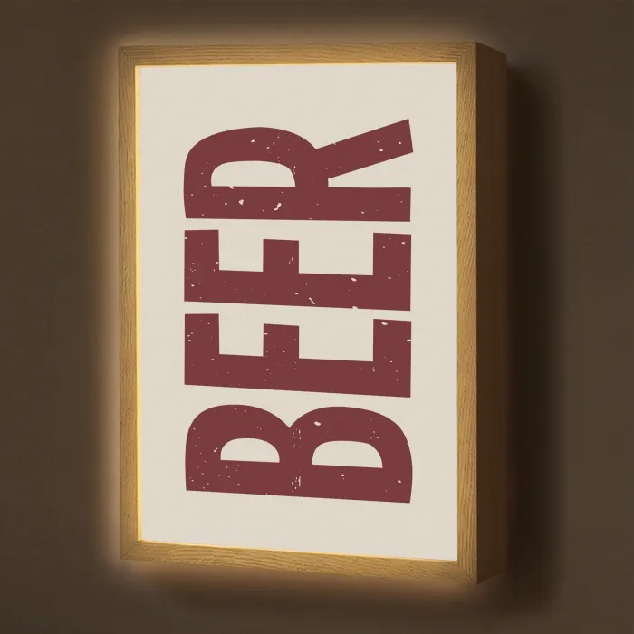 Japandi - Beer - Red - Retro Light Box met batterij (Wandlamp) middel -z3d_website