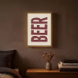 Japandi - Beer - Red - Retro Light Box met batterij (Wandlamp) middel -sfeer4