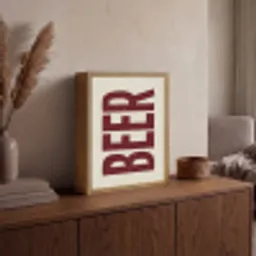 Japandi - Beer - Red - Retro Light Box met batterij (Wandlamp) middel -sfeer2