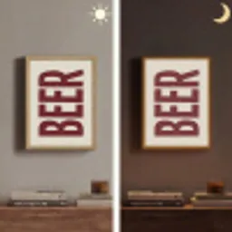 Japandi - Beer - Red - Retro Light Box met batterij (Wandlamp) middel -sfeer3
