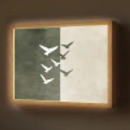 Japandi - Vogel - Groen Light Box met batterij (Wandlamp) middel -z3d_website