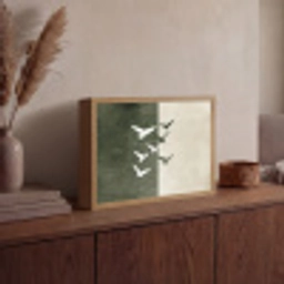 Japandi - Vogel - Groen Light Box met batterij (Wandlamp) middel -sfeer2