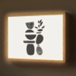 Japandi - Zwart - Abstract Light Box met batterij (Wandlamp) middel -z3d_website