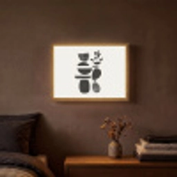 Japandi - Zwart - Abstract Light Box met batterij (Wandlamp) middel -sfeer4