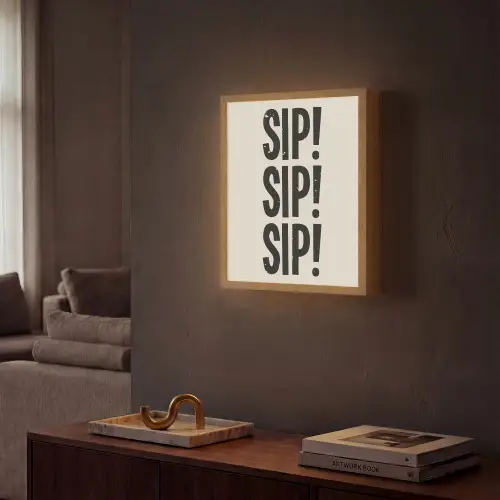 Japandi - Zwart - Decoratie - Vintage Light Box met batterij (Wandlamp) middel -sfeer1