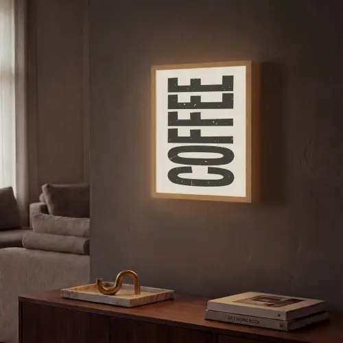 Japandi - Koffie - Decoratie - Vintage Light Box met batterij (Wandlamp) middel -sfeer1