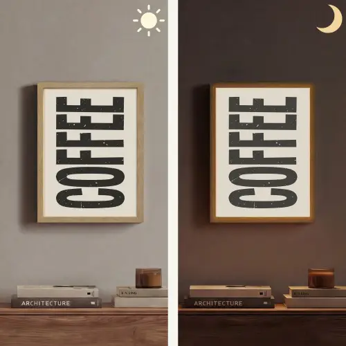 Japandi - Koffie - Decoratie - Vintage Light Box met batterij (Wandlamp) middel -sfeer3