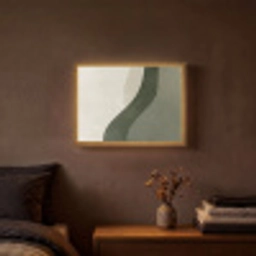 Japandi - Groen - Abstract - Modern Light Box met batterij (Wandlamp) middel -sfeer4