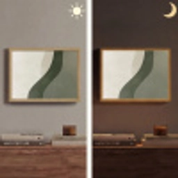 Japandi - Groen - Abstract - Modern Light Box met batterij (Wandlamp) middel -sfeer3