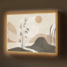 Japandi - Landschap - Beige Light Box met batterij (Wandlamp) middel -z3d_website