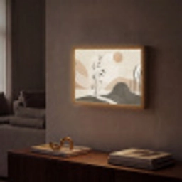 Japandi - Landschap - Beige Light Box met batterij (Wandlamp) middel -sfeer1