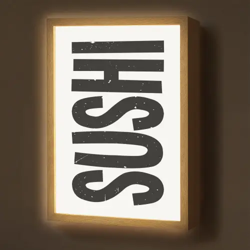 Japandi - Sushi - Zwart - Vintage Light Box met batterij (Wandlamp) middel -z3d_website