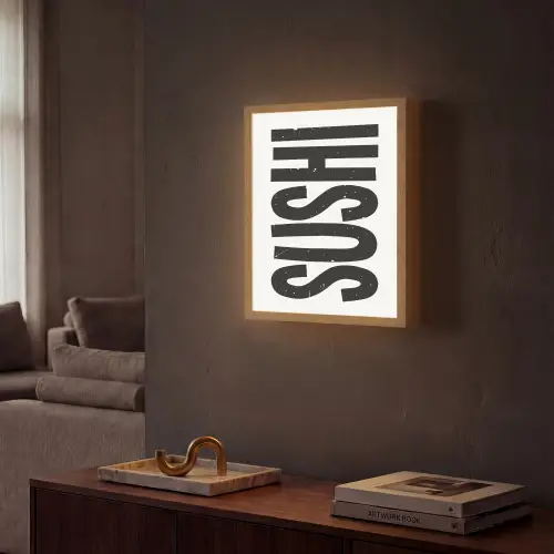 Japandi - Sushi - Zwart - Vintage Light Box met batterij (Wandlamp) middel -sfeer1