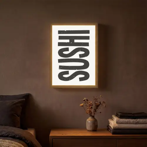 Japandi - Sushi - Zwart - Vintage Light Box met batterij (Wandlamp) middel -sfeer4