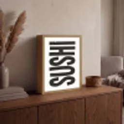 Japandi - Sushi - Zwart - Vintage Light Box met batterij (Wandlamp) middel -sfeer2