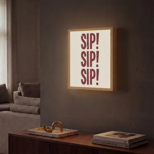 Japandi - Vintage - Decoratie - Rood Light Box met batterij (Wandlamp) middel -sfeer1
