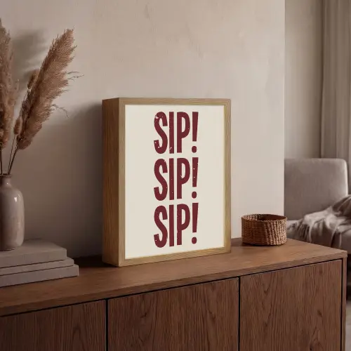 Japandi - Vintage - Decoratie - Rood Light Box met batterij (Wandlamp) middel -sfeer2