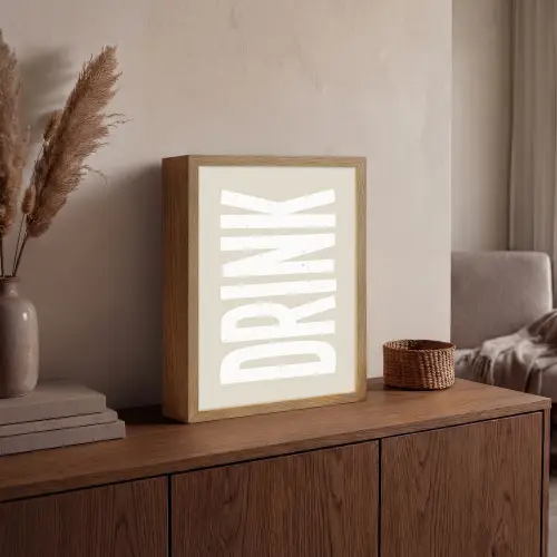 Japandi - Vintage - Japandi - Wit Light Box met batterij (Wandlamp) middel -sfeer2