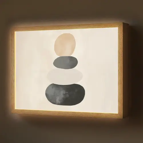 Japandi - Wabi sabi - Beige Light Box met batterij (Wandlamp) middel -z3d_website