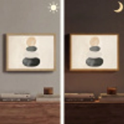 Japandi - Wabi sabi - Beige Light Box met batterij (Wandlamp) middel -sfeer3