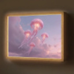 Kwallen - Roze - Wolken Light Box met batterij (Wandlamp) middel -z3d_website