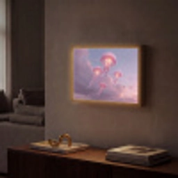 Kwallen - Roze - Wolken Light Box met batterij (Wandlamp) middel -sfeer1