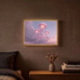 Kwallen - Roze - Wolken Light Box met batterij (Wandlamp) middel -sfeer4