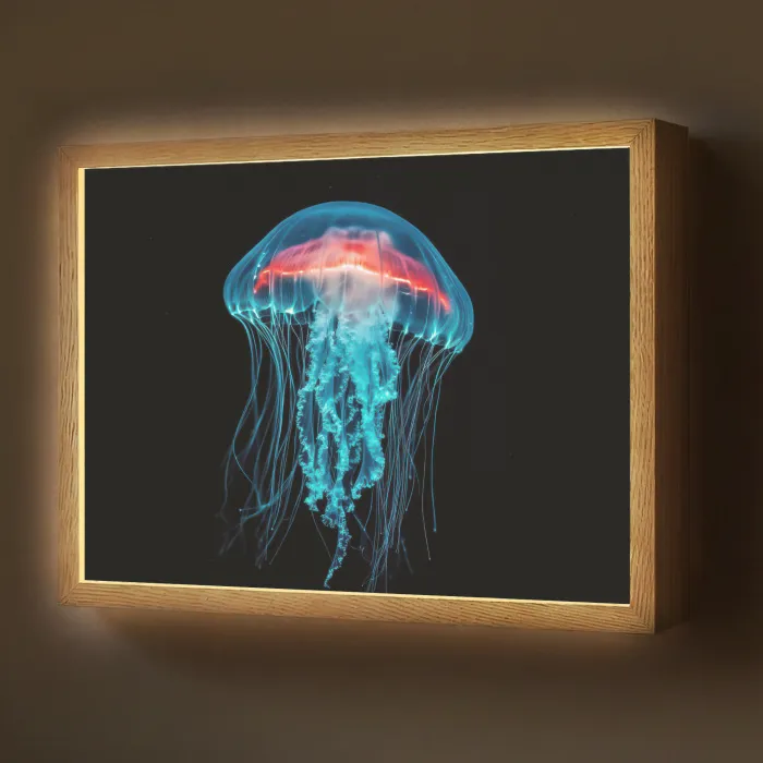 Kwal - Tentakels - Blauw - Licht Light Box met batterij (Wandlamp) middel -z3d_website