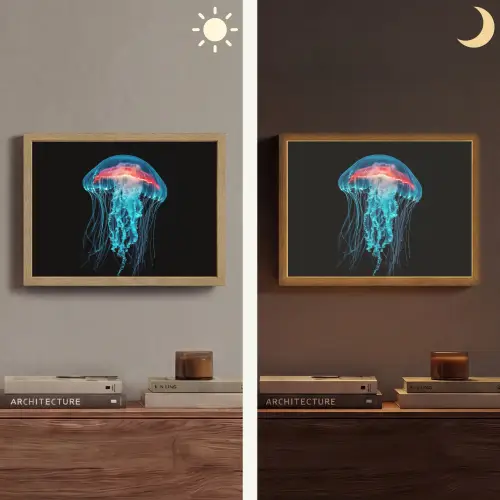 Kwal - Tentakels - Blauw - Licht Light Box met batterij (Wandlamp) middel -sfeer3