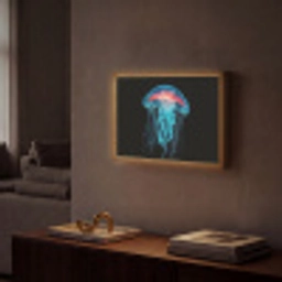 Kwal - Tentakels - Blauw - Licht Light Box met batterij (Wandlamp) middel -sfeer1