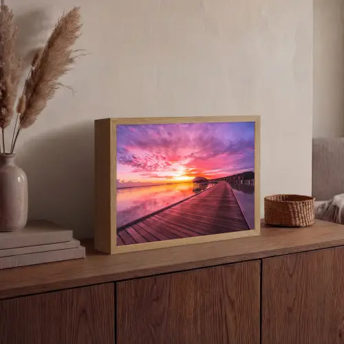Steiger - Water - Zon - Roze - Horizon Light Box met batterij (Wandlamp) middel -sfeer2