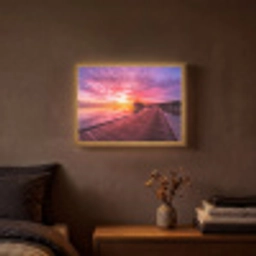 Steiger - Water - Zon - Roze - Horizon Light Box met batterij (Wandlamp) middel -sfeer4