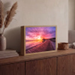 Steiger - Water - Zon - Roze - Horizon Light Box met batterij (Wandlamp) middel -sfeer2