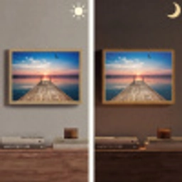 Steiger - Water - Zonsondergang - Roze - Horizon Light Box met batterij (Wandlamp) middel -sfeer3
