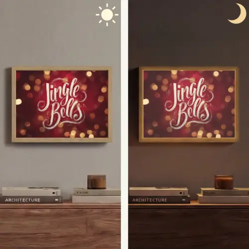 Jingle - Bells - Kerst - Rood Light Box met batterij (Wandlamp) middel -sfeer3