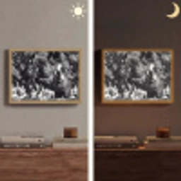 Springen - Paard - Zwart - Wit Light Box met batterij (Wandlamp) middel -sfeer3