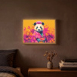 Kimono - Roze - Panda - Bloemenkroon Light Box met batterij (Wandlamp) middel -sfeer4