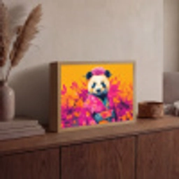 Kimono - Roze - Panda - Bloemenkroon Light Box met batterij (Wandlamp) middel -sfeer2