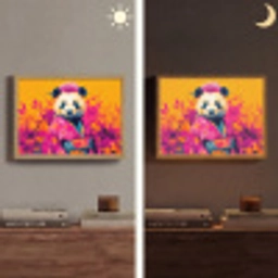Kimono - Roze - Panda - Bloemenkroon Light Box met batterij (Wandlamp) middel -sfeer3